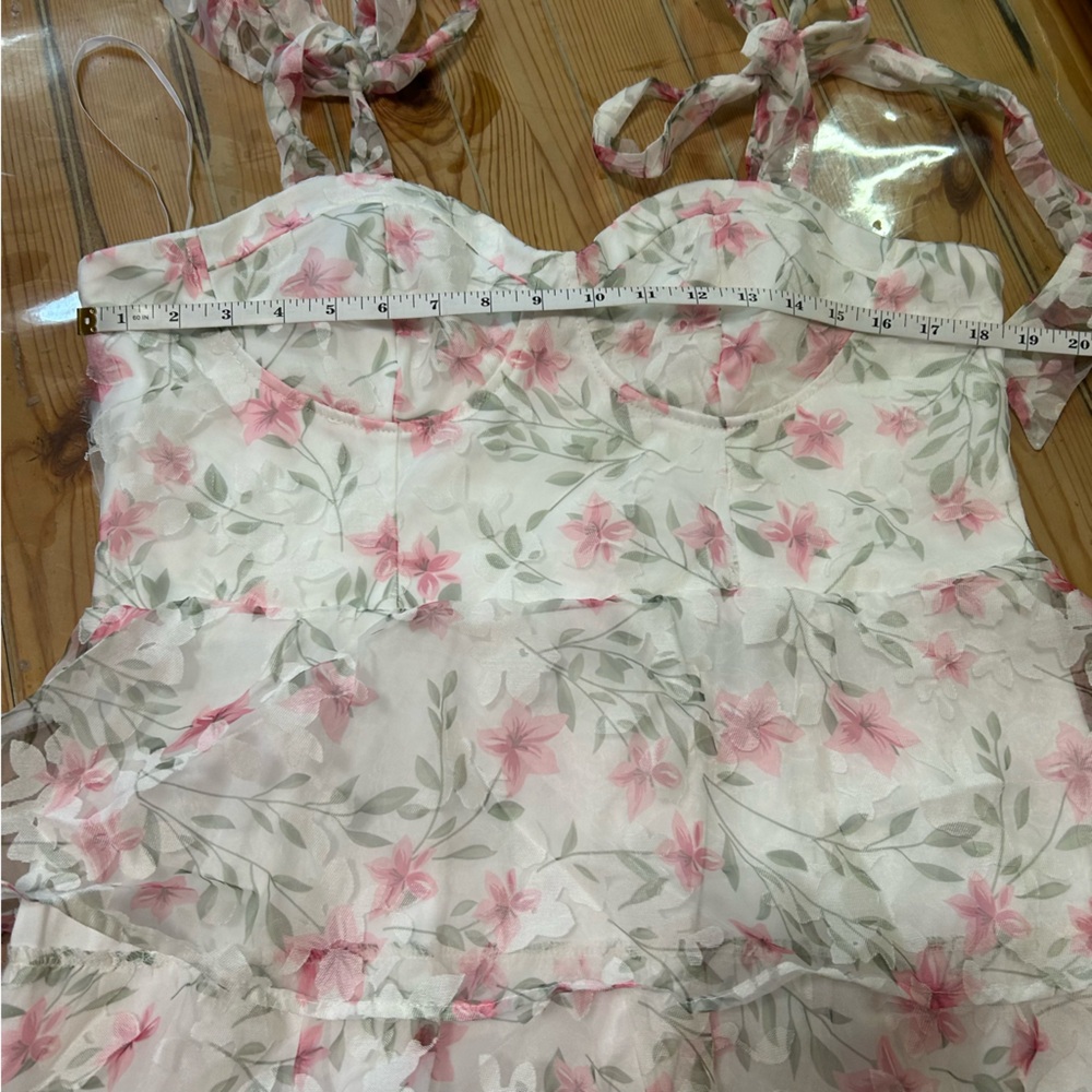 Lulus Endlessly Gorgeous White Floral Burnout Tie-Strap Midi Dress Size XL NWT - Picture 9 of 11
